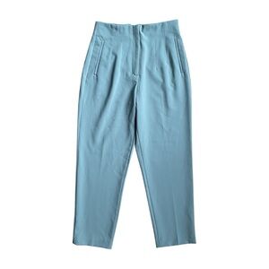 Zara Trousers Women's Large Green Sage High Waisted Pants Seams Business NWT